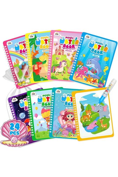ZMLM 24 Pack Water Coloring Book for Toddlers - Mess Free Water Painting Book...