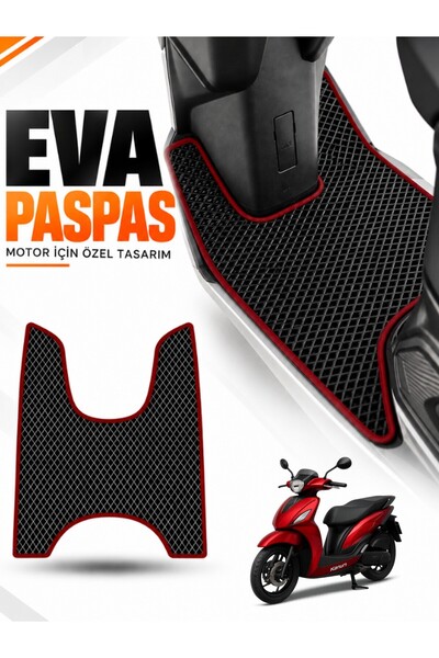 Guerrino Kanuni̇ Mati̇ 125 Compatible Eva Motorcycle Mat Scooter Foot Mat Motor-Specific Black-Claret Red