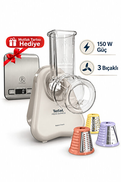 TEFAL Fresh Express 3 150 W Güç Doğrayıcı & Rondo Bej Mutfak Tartısı Hediye (Onerous)