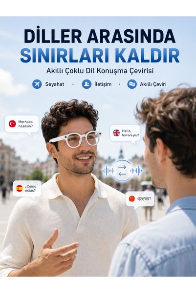 ECRUZ Kontrollü Beyaz Kameralı Akıllı Gözlük Yapay Zeka Görüntü Tanıma Bluetooth