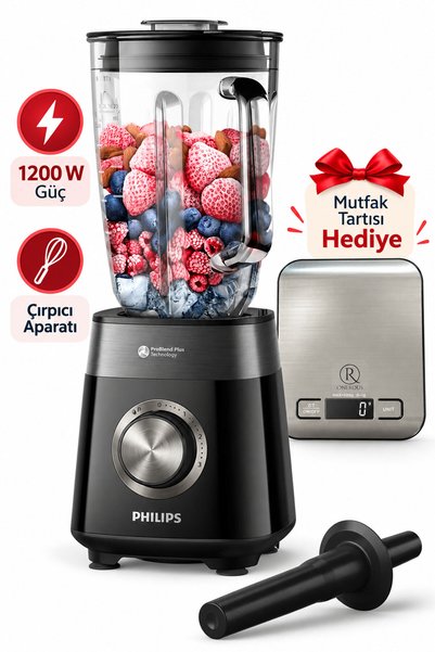 Philips 5000 Serisi ProBlend 1200 W Güç Blender Seti Siyah HR3030/00 Mutfak T...