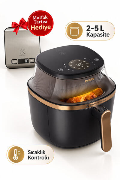 3000 Serisi 2-5 L Kapasite Airfryer & Fritöz Siyah NA322/00 Mutfak Tartısı Hediye (Onerous)