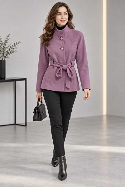 Bad Women's purple jacket with high collar and drawstring at the waist, Jk26-...