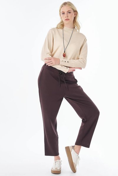 Kayra Lace-Up Relax Fit Trousers Brown