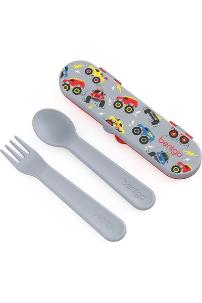 Bentgo ® Kids Utensil Set - Reusable Plastic Fork, Spoon & Storage Case - BPA...