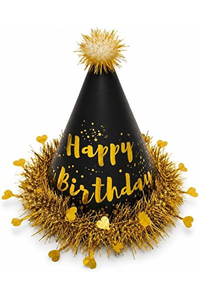 Wanna Party WP Black & Gold Happy Birthday Caps, Birthday Hats For Kids And A...