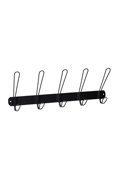 OEM Cuier de Perete Metalic Negru cu 5 Spații