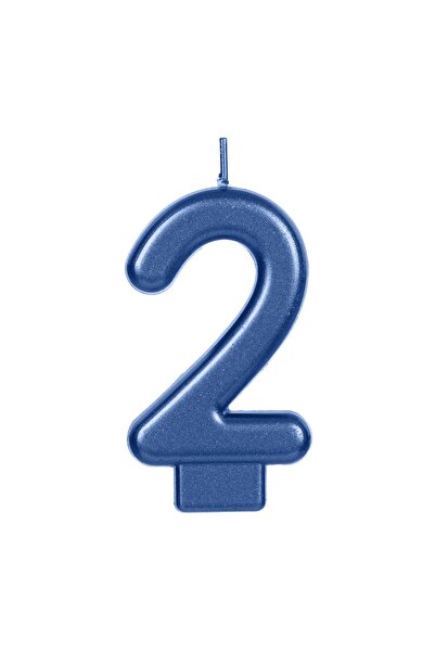 OEM Lumânare Zi de Naștere Bleu Metalizat Nr.2 – Decor Elegant pentru Tort An...