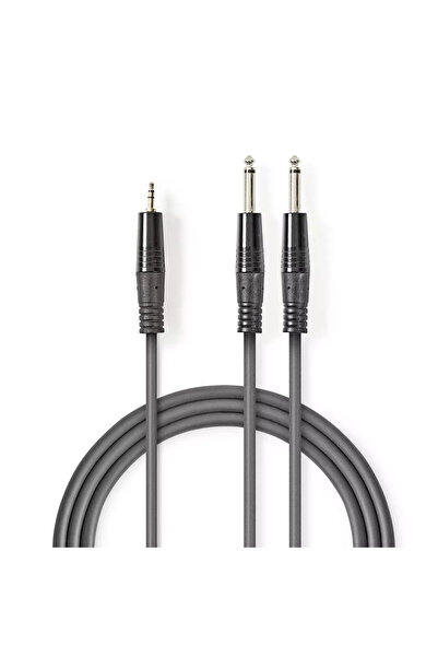 Nedis Cablu Stereo Audio Jack 2x 6.35 mm tata - 3.5 mm tata 5m Gri
