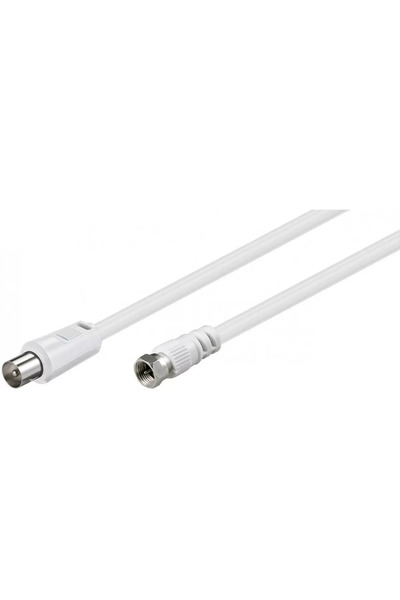 goobay Cablu conexiune antena/ Satelit 2.5m F tata - Coaxial tata alb