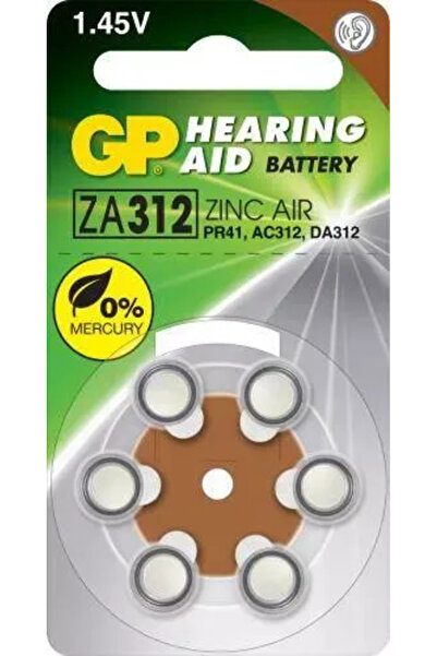 GP Baterie auditivă ZINC AIR ZA312 PR41 AC312 DA312 7.9x3.6mm 1.45V 6 buc