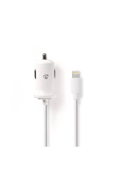 Nedis Incarcator auto 12V - Apple Lighting 2.4A certificat MFi alb 1m