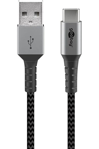 goobay Cablu USB type C la USB-A 2.0 0.5m invelis textil cu conector metal 3A...