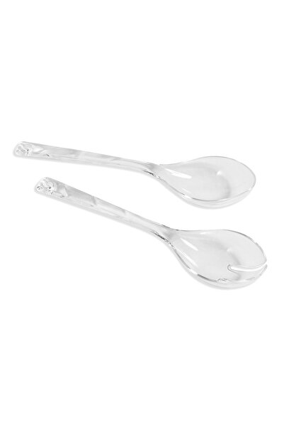 OEM Set Lingură + Furculiță Servire Plastic Transparent 28,4cm, 2 buc – Pentr...