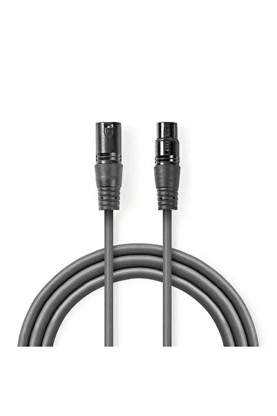 Nedis Cablu XLR stereo XLR 3 pini tata - XLR 3 pini mama 10m gri