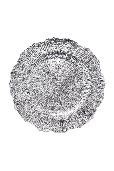 OEM Platou Rotund din Plastic Decorativ de Craciun Argintiu Model Relief Ø32....
