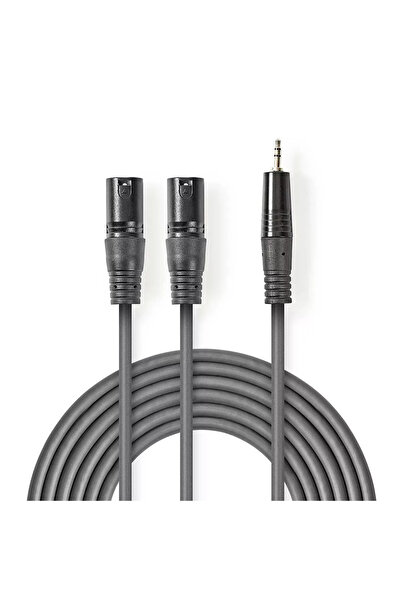 Nedis Cablu audio stereo 2x XLR 3-Pin tata - 3.5 mm Jack tata 1.5m gri