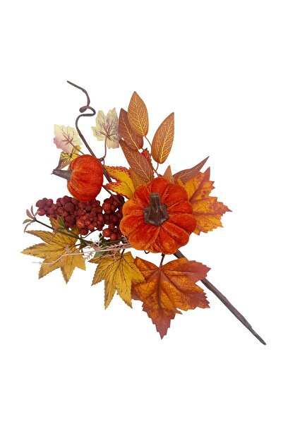PRAVALIA CU SURPRIZE Ramură decorativă cu dovleci VELVET PUMPKIN, Portocaliu/...