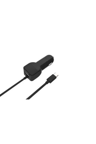 Well Alimentator USB bricheta auto cu cablu USB C 2 iesiri 2.4A negru