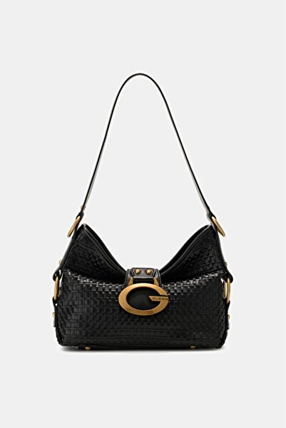Guess حقيبة كتف صغيرة نسائية سوداء من كامدن