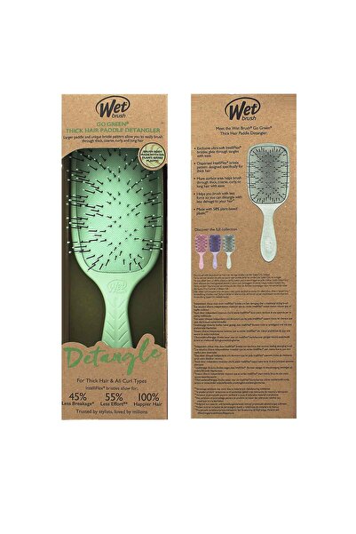 Wet Brush Go Green Perie de păr tip paletă, groasă, pentru descurcare, verde