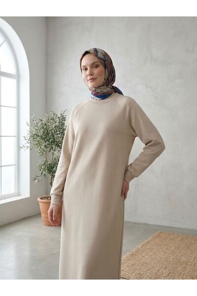 Lunsera Store فستان أويشو بأكمام راجلان - بيج