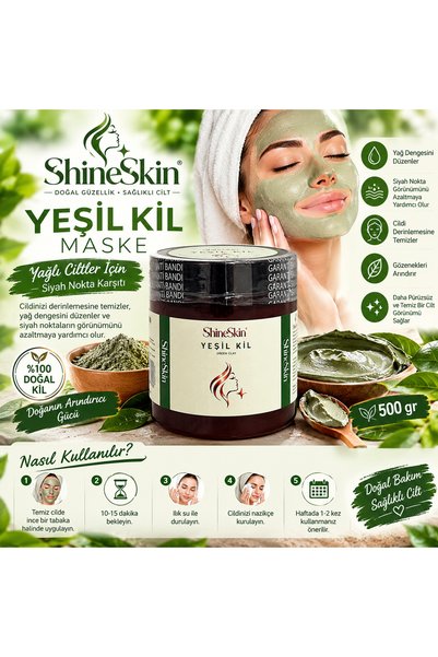 Genel Markalar Yeşil Kil Maskesi 500 g | Yağlı Ciltler İçin Kil Maskesi | Siy...