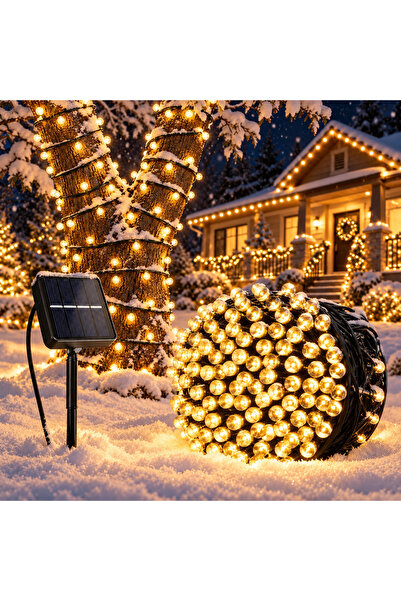 BellFyd Instalatie luminoasa solara de Craciun, 10 m, 8 moduri, panou solar i...