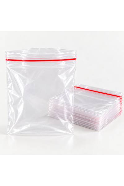 Köksal Pack 100 Pieces of Transparent Ziplock Bags 13 X 16 Cm, Small Size