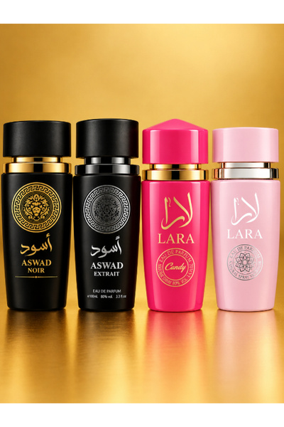 Generic Brand Set of 4 Perfumes for Him and Her – ASWAD & LARA, 4 x 100 ml