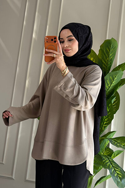Suede Style 6656 - Comfortable, Casual Basic Women's Long Sweatshirt with Cuf...