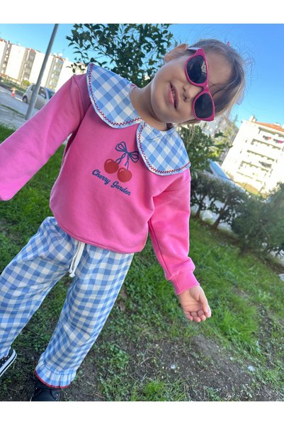 SEMOLİDENKIDS Bebe yaka detaylı kız cocuk takım