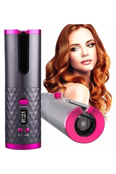 Arabest Rechargeable Automatic Hair Curler,Black and Pink