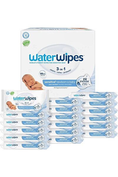WaterWipes مناديل أطفال أصلية خالية من البلاستيك، مناديل مبللة بنسبة 99.9% عل...