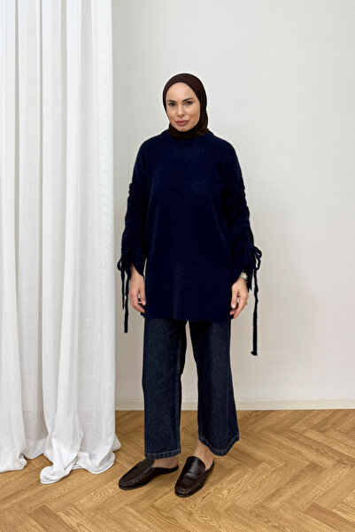 Melike Tatar Pulover tricotat cu mâneci legate 80-8426