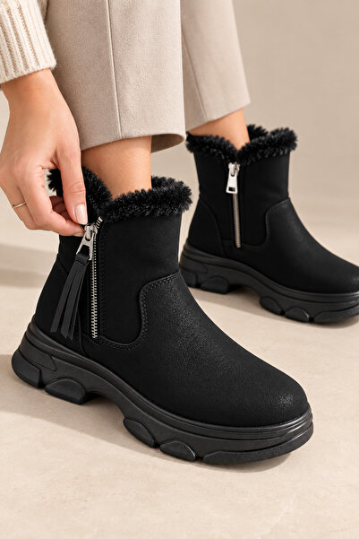 Slipcat Women'S, Zippered, Thick Soled, Fur Lined, Winter Boots