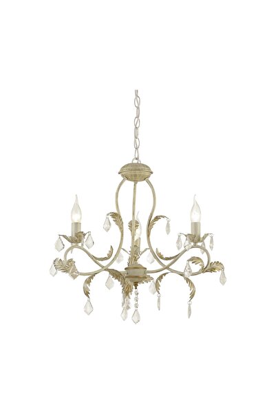 Klausen Chandelier Versilia KL6193, 3xE14, antique white + gold, metal + glas...