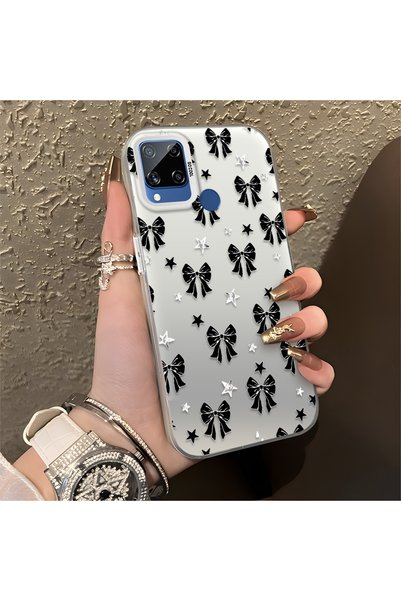 CHICASELUX حافظة مطبوعة بالكامل بفيونكة سوداء أنيقة متوافقة مع Realme C15/C25...