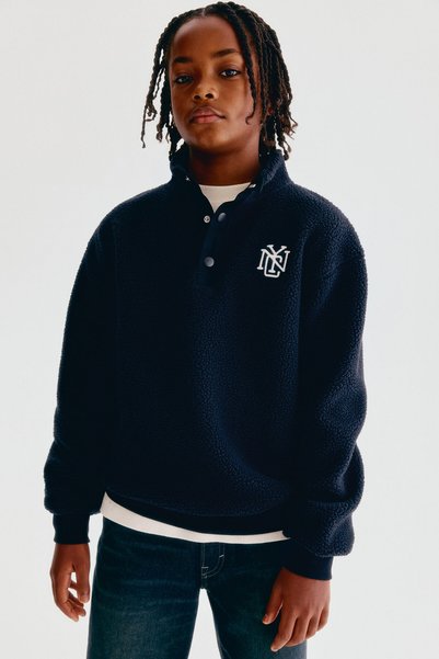 H&M İşleme Detaylı Pelüş Sweatshirt