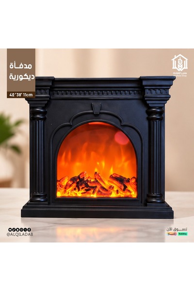 CME موقد LED ديكوري بتأثير لهب وجمر متوهج، تصميم كلاسيكي قائم بذاته، أسود، 42...