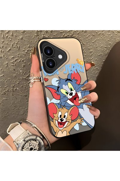 CHICASELUX iPhone 16 Compatible Cute Cartoon Cat and Mouse Case, Shock-Absorb...