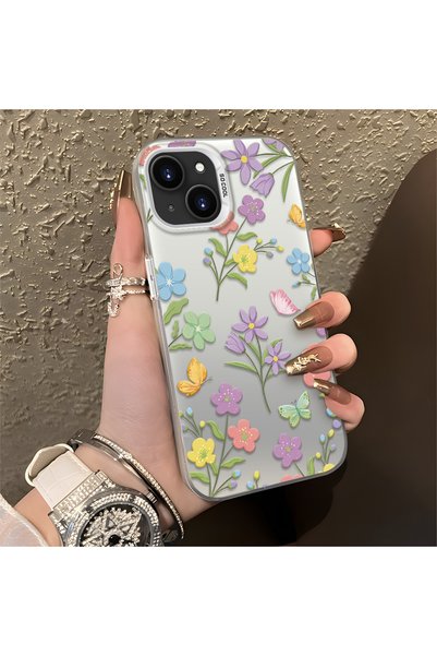 CHICASELUX iPhone 13/14 Compatible Colorful Flower and Butterfly Case, Shock-...