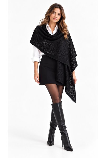 Elaria Collection PASTELASTORE Kadın Ajurlu Yumuşak Triko Omuz Şalı - Örgü De...