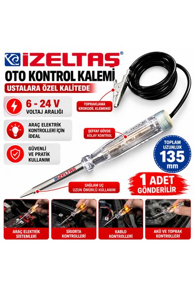 İzeltaş Orjinal Oto Kontrol Kalemi Ustalara Özel Kalitede 135 mm 6-24 W 1 Adet