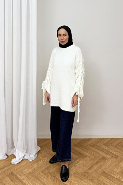 Melike Tatar Pulover tricotat cu mâneci legate 80-8426