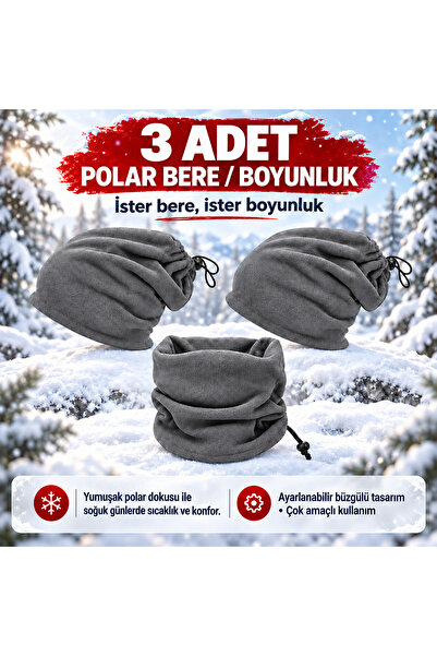 moda nokta 3 Pieces of Beanie Neck Gaiters Fleece