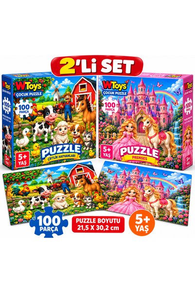 MAKETÇİNİZ 2 Adet 100 Parça Puzzle Set-5