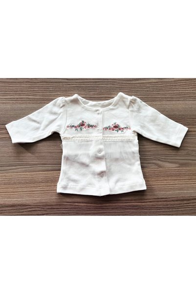 MOJOMIX 100% Cotton White Color Embroidered Combed Cotton 0-3 Months Baby Gir...