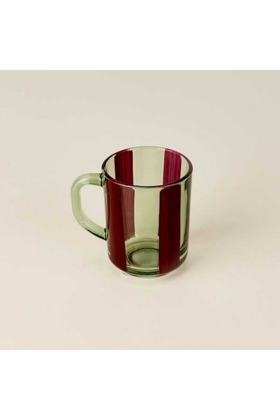 Rakle Çizgili Kupa - Yeşil / Bordo - 250 ml