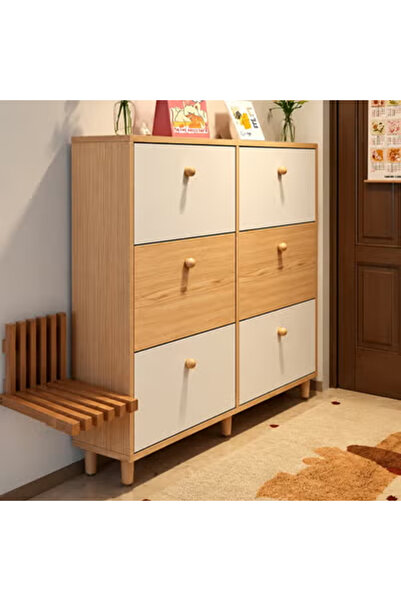 KEKE Modern Ultra-Thin Shoe Storage Cabinet with Flip-Down Compartments, Narr...